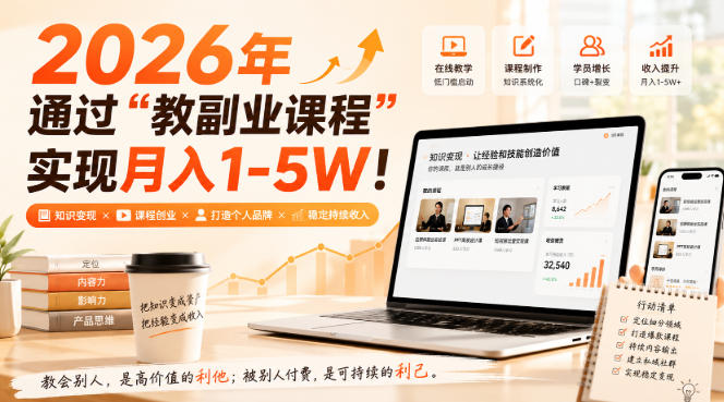 2026年通过“教副业课程”实现月入1-5W!毫无保留的全部教给你,长期稳定【揭秘】-皮皮网创