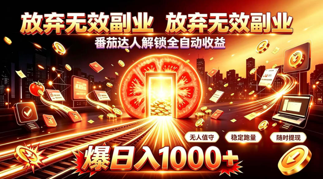 放弃无效副业,番茄达人解锁全自动收益,日入1k+,门槛最低的线上轻资产项目【揭秘】-皮皮网创