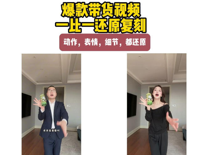 AI带货视频复刻，一比一还原加二创，动作，表情，细节，都还原，新手也能直接套用-皮皮网创