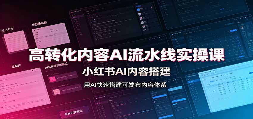 高转化内容AI流水线实操课：小红书AI内容搭建，Skill工具配置，转化内容生产-皮皮网创