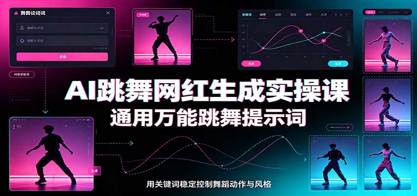 AI跳舞网红生成实操课：通用万能跳舞提示词，多模型适配，人物舞蹈视频制作全套教学-皮皮网创