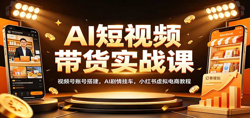 AI短视频带货实战课:视频号账号搭建,AI剧情挂车,小红书虚拟电商教程-皮皮网创