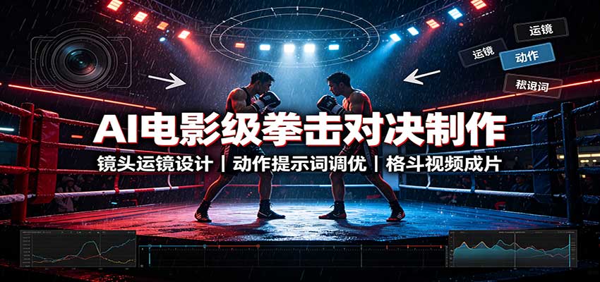 AI电影级拳击对决制作:镜头运镜设计,动作提示词调优,格斗视频成片-皮皮网创