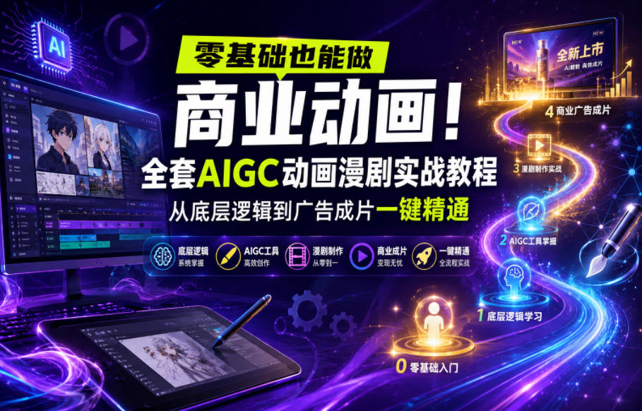 零基础也能做商业动画！全套AIGC动画漫剧实战教程，从底层逻辑到广告成片一键精通(更新0905)-皮皮网创