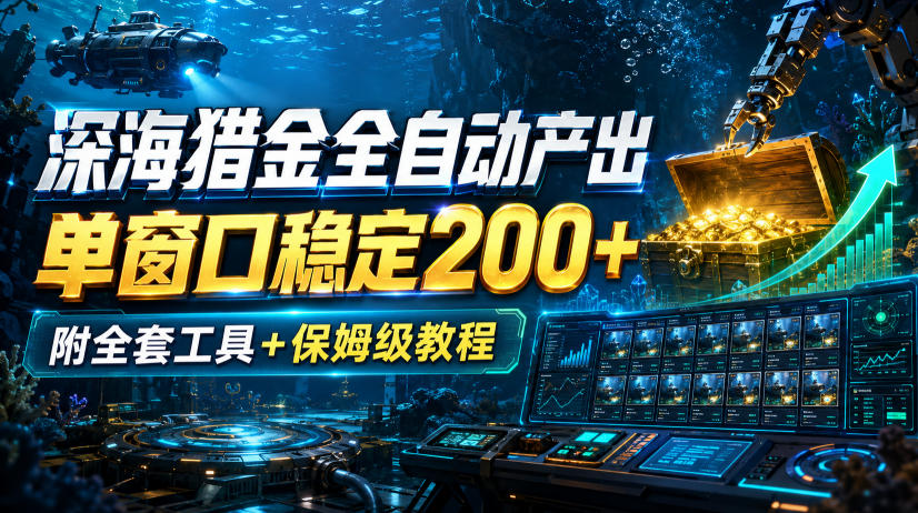 深海猎金全自动产出,单窗口稳定200+,附全套工具+保姆级教程【揭秘】-皮皮网创