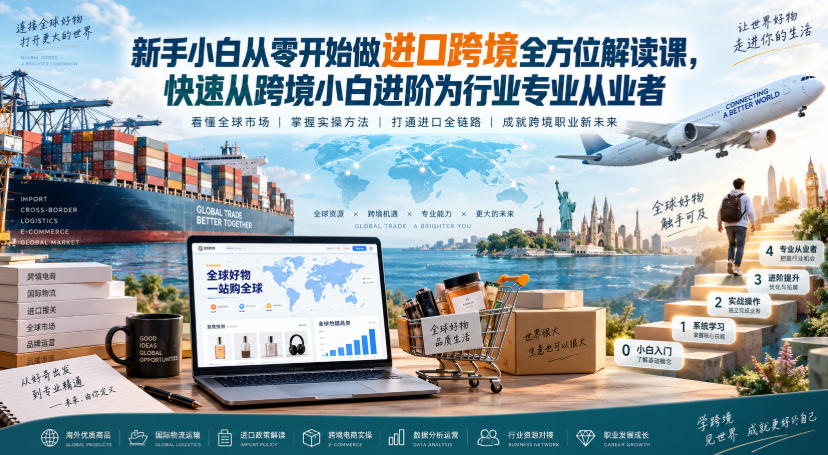 新手小白从零开始做进口跨境全方位解读课,快速从跨境小白进阶为行业专业从业者-皮皮网创