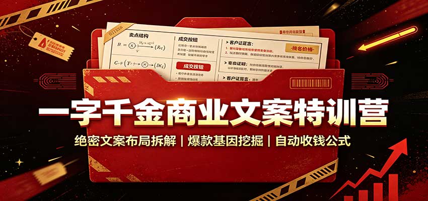 一字千金商业文案特训营：绝密文案布局拆解，爆款基因挖掘，自动收钱公式-皮皮网创