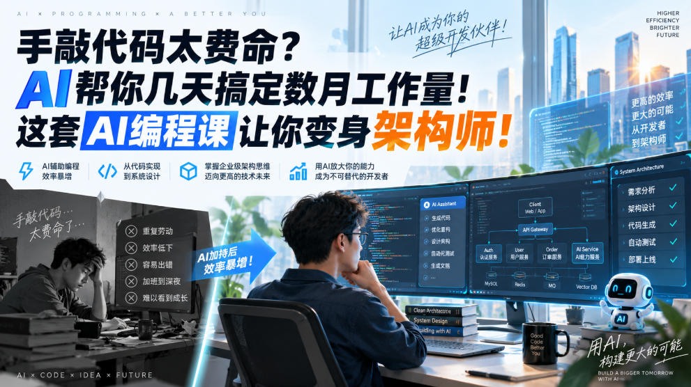 手敲代码太费命?AI帮你几天搞定数月工作量!这套AI编程课让你变身架构师!【原创双语字幕】-皮皮网创