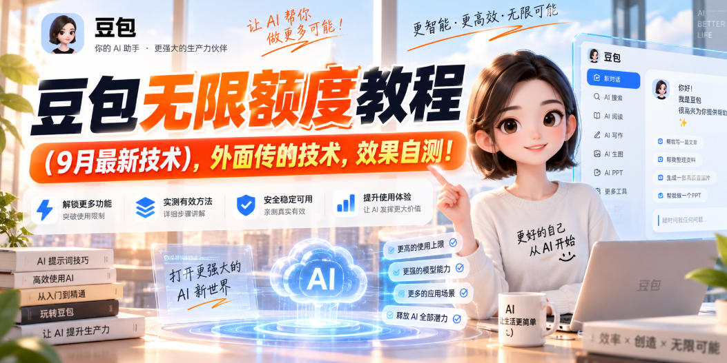 豆包无限额度教程(9月最新技术),外面传的技术,效果自测!-皮皮网创