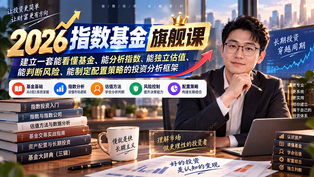 2026指数基金旗舰课｜建立一套能看懂基金、能分析指数、能独立估值、能判断风险、能制定配置策略的投资分析框架-皮皮网创