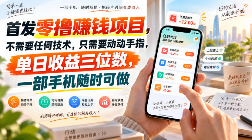 首发零撸賺钱项目,不需要任何技术,只需要动动手指,单日收益三位数,一部手机随时可做【揭秘】-皮皮网创