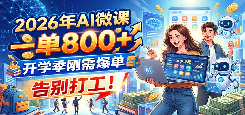 2026年AI微课，一单800+，开学季刚需爆单，告别打工！-皮皮网创