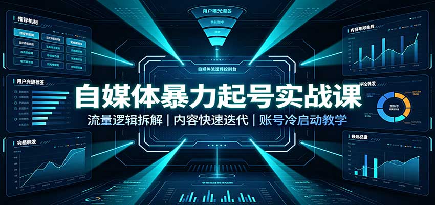 自媒体暴力起号实战课:流量逻辑拆解,内容快速迭代,账号冷启动教学-皮皮网创