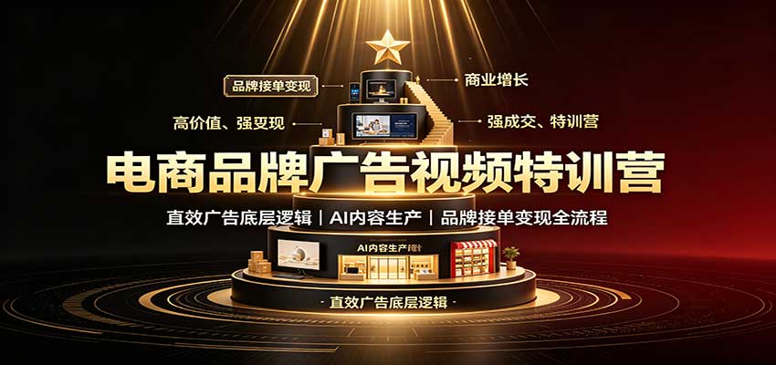 电商品牌广告视频特训：直效广告底层逻辑，AI内容生产，品牌接单变现全流程-皮皮网创
