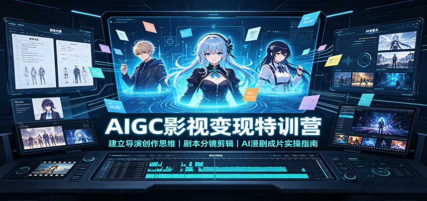 AIGC影视变现特训营:建立导演创作思维,剧本分镜剪辑,AI漫剧成片实操指南-皮皮网创