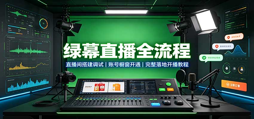 绿幕直播全流程:直播间搭建调试,账号橱窗开通,完整落地开播教程-皮皮网创