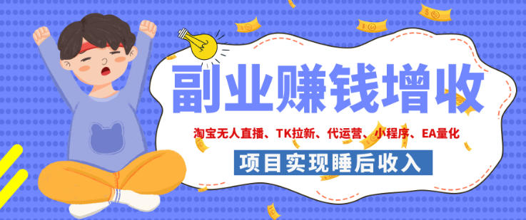 2026年多个真实落地副业项目，手把手带你搭建被动收入管道(淘宝无人直播、海外TK拉新、最新最全代运营、CSGO饰品交易、EA黄金量化、去水印小程序……)【揭秘】-皮皮网创
