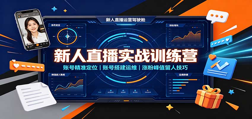 新人直播实战训练营:账号精准定位,账号搭建运维,涨粉峰值留人技巧-皮皮网创