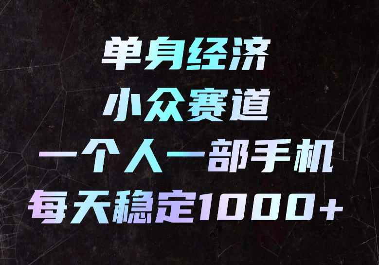 单身经济小众赛道，一个人一部手机，每天稳定1000+，长期可持续的赛道【揭秘】-皮皮网创