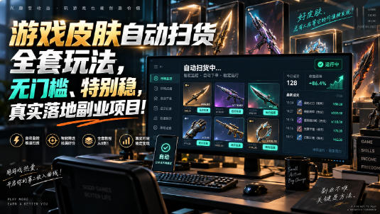 游戏皮肤自动扫货全套玩法,无门槛、特别稳,真实落地副业项目!【揭秘】-皮皮网创