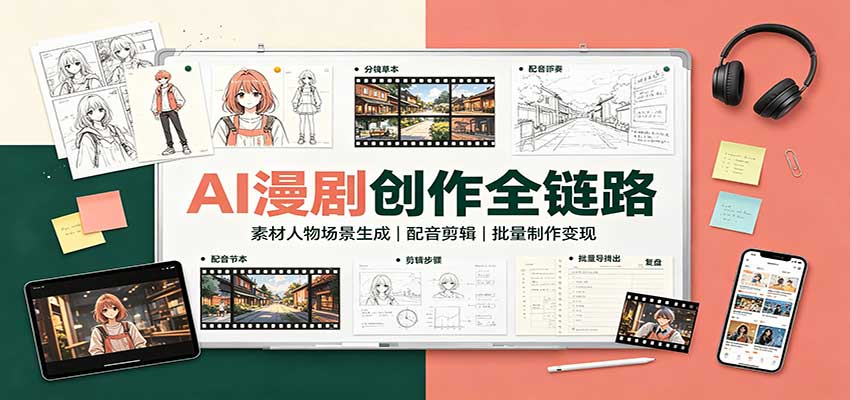 AI漫剧创作全链路:素材人物场景生成,配音剪辑,批量制作变现-皮皮网创