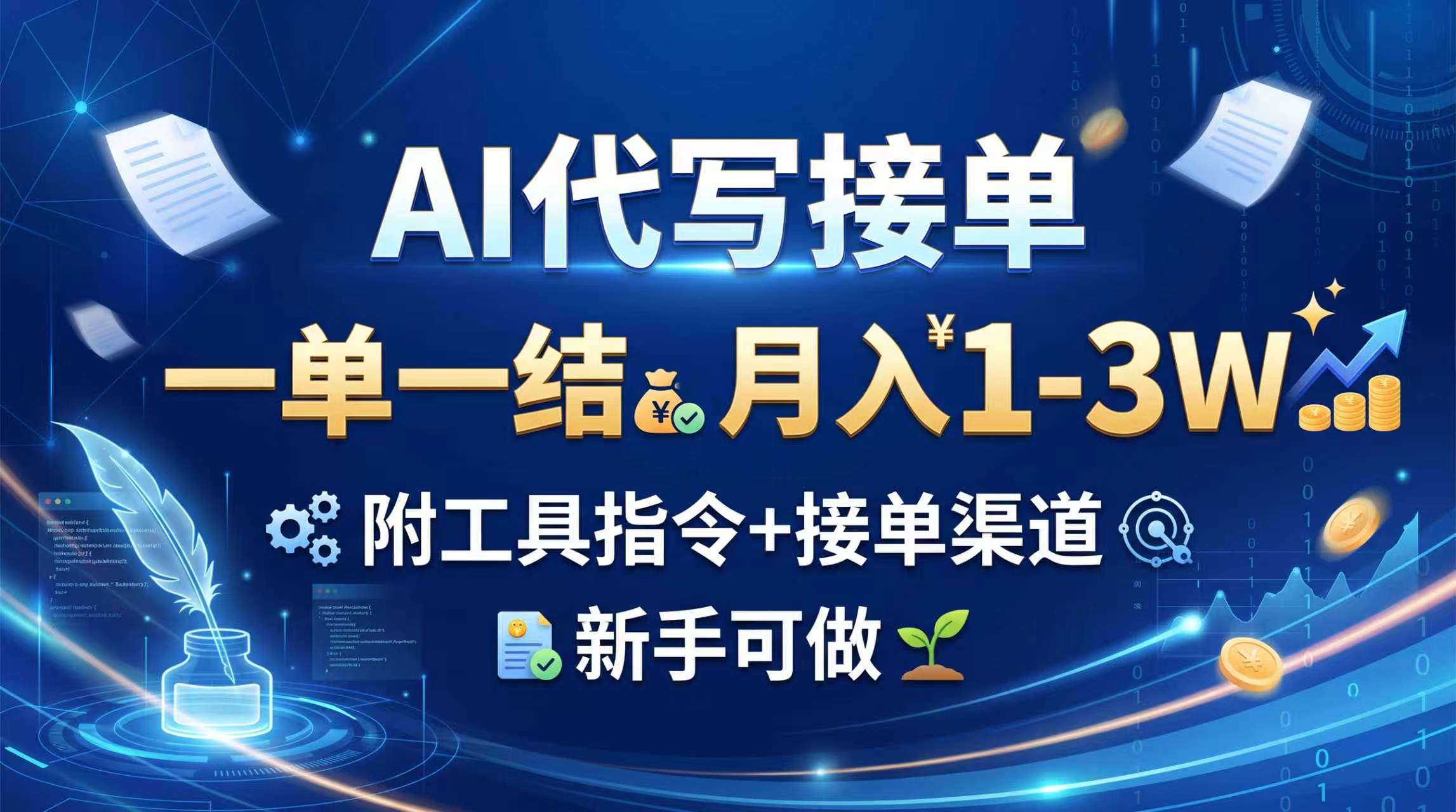 AI代写接单,一单一结,月入1-3W,附工具指令+接单渠道,新手可做-皮皮网创