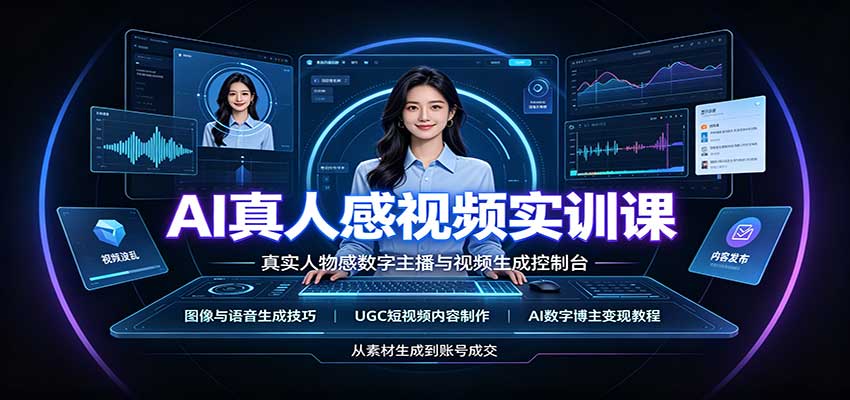 AI真人感视频实训课:图像语音生成,UGC内容制作,AI数字博主变现教程-皮皮网创