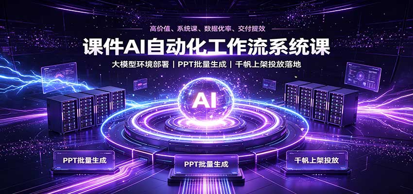 课件AI自动化工作流系统课:大模型环境部署,PPT批量生成,千帆上架投放落地-皮皮网创