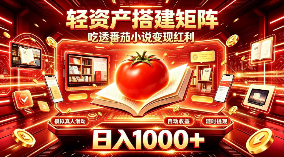 轻资产搭建矩阵，吃透番茄小说变现红利，日入1000+，支持无限矩阵放大【揭秘】-皮皮网创