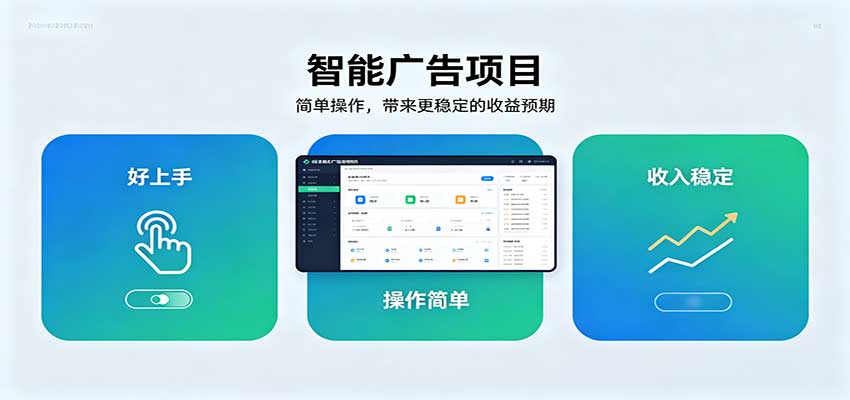 智能广告挂机项目，操作简单上手快，收益稳定可持续。稳定日入300+-皮皮网创