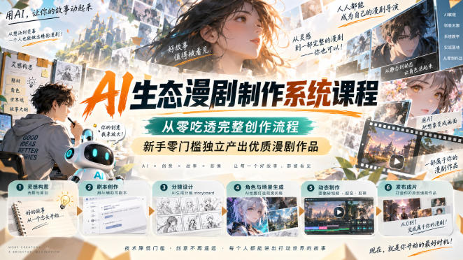AI生态漫剧制作系统课程,从零吃透完整创作流程,新手零门槛独立产出优质漫剧作品-皮皮网创