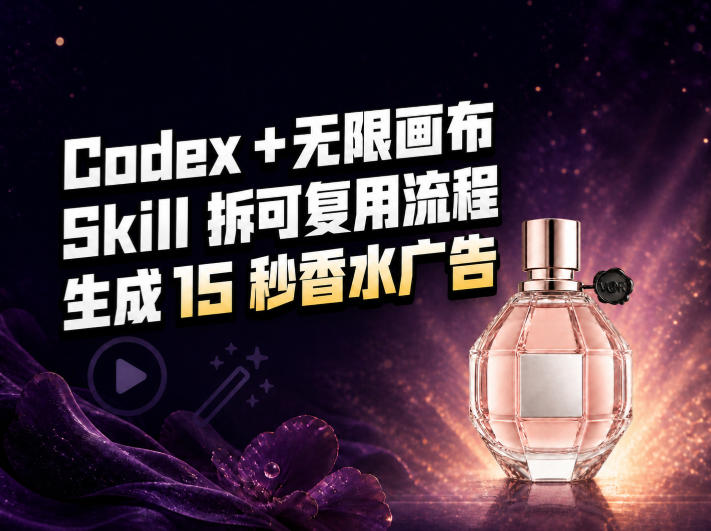 我把Amazon香水视频拆成Codex Skill:无限画布负责最后15秒-皮皮网创