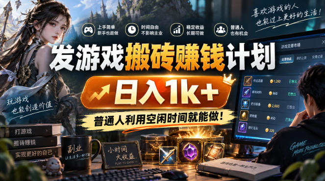 发游戏搬砖賺钱计划,日入1k+,普通人利用空闲时间就能做!【揭秘】-皮皮网创