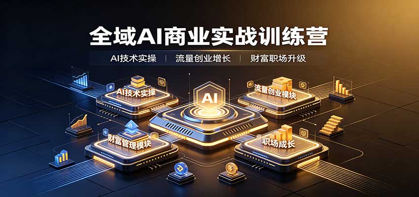 全域AI商业实战训练营:涵盖AI技术实操、流量创业、财富管理与职场成长全体系内容-皮皮网创