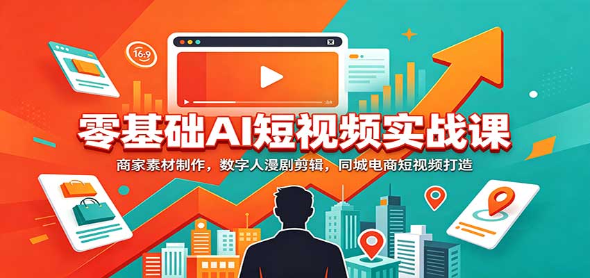 零基础AI短视频实战课：商家素材制作，数字人漫剧剪辑，同城电商短视频打造-皮皮网创