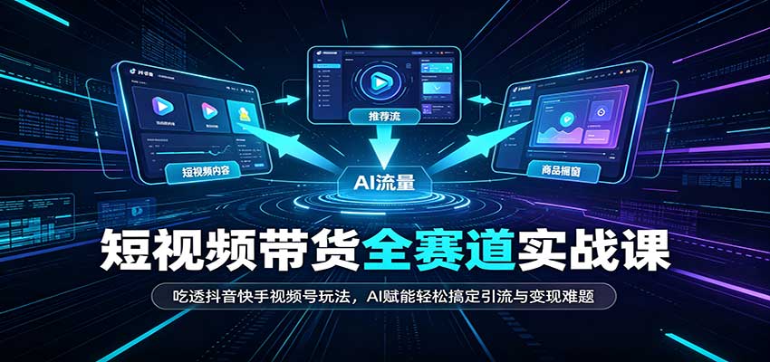 短视频带货全赛道:吃透抖音快手视频号玩法,AI赋能轻松搞定引流与变现难题-皮皮网创