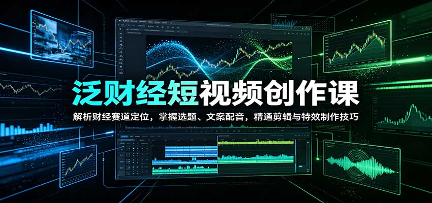 泛财经短视频创作课:解析财经赛道定位,掌握选题、文案配音,精通剪辑与特效制作技巧-皮皮网创