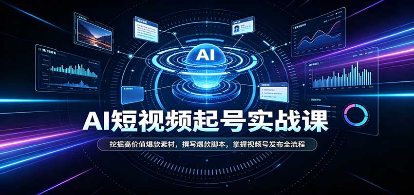 短视频AI起号实战课:挖掘高价值爆款素材,撰写爆款脚本,掌握视频号发布全流程-皮皮网创