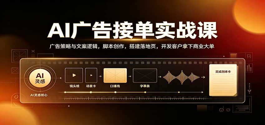 AI广告接单实战:广告策略与文案逻辑,脚本创作,搭建落地页,开发客户拿下商业大单-皮皮网创