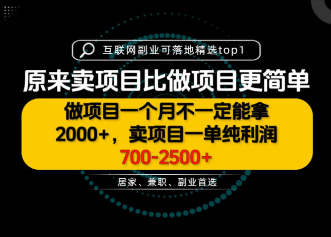 一单利润700-2.5K+,为什么我们要卖项目而不是做项目,我们普通人应该怎样开始?【揭秘】-皮皮网创