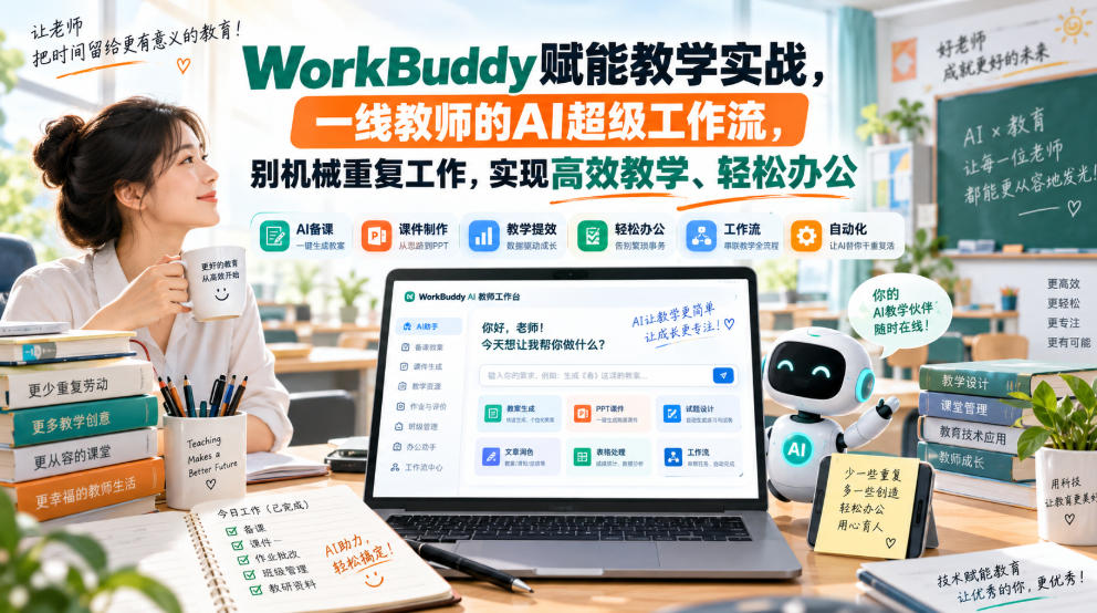 WorkBuddy赋能教学实战,一线教师的AI超级工作流,别机械重复工作,实现高效教学、轻松办公-皮皮网创