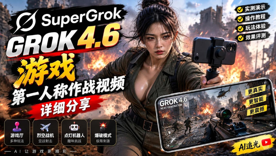 Grok 4.6也能做游戏?第一人称作战视频实测|玩法详细讲解-皮皮网创