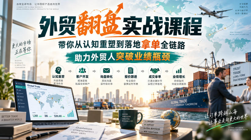 外贸翻盘实战课程,带你从认知重塑到落地拿单全链路,助力外贸人突破业绩瓶颈-皮皮网创