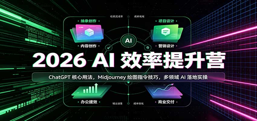 2026 AI效率提升营:ChatGPT核心用法,Midjourney绘图指令技巧,多领域AI落地实操-皮皮网创