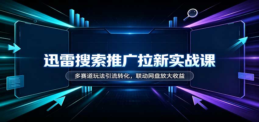迅雷搜索推广拉新实战课:多赛道玩法引流转化,联动网盘放大收益-皮皮网创