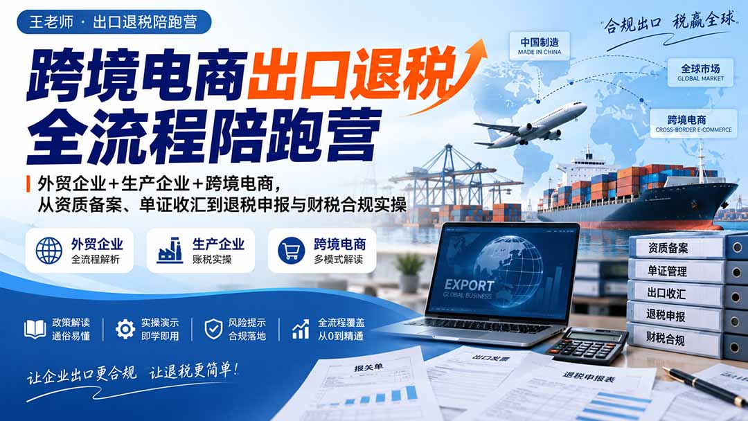 跨境电商出口退税全流程陪跑营｜外贸企业+生产企业+跨境电商，从资质备案、单证收汇到退税申报与财税合规实操-皮皮网创