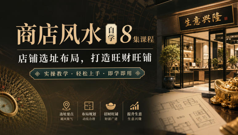 商店风水自学8集课程|店铺选址布局,打造旺财旺铺实操教学-皮皮网创