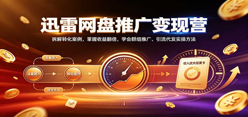 迅雷网盘推广变现营：拆解转化案例，掌握收益翻倍，学会群组推广、引流代发实操方法-皮皮网创