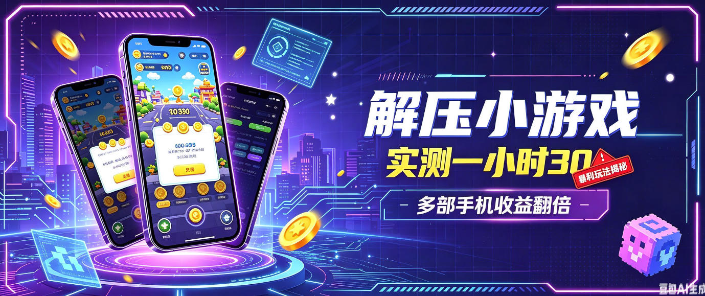 小游戏全流程玩法,实测一小时搞30,简单无脑解压,当天做当天就能看到进账,直接冲就行【揭秘】-皮皮网创