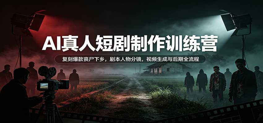 AI真人短剧制作训练营:复刻爆款丧尸下乡,剧本人物分镜,视频生成与后期全流程-皮皮网创
